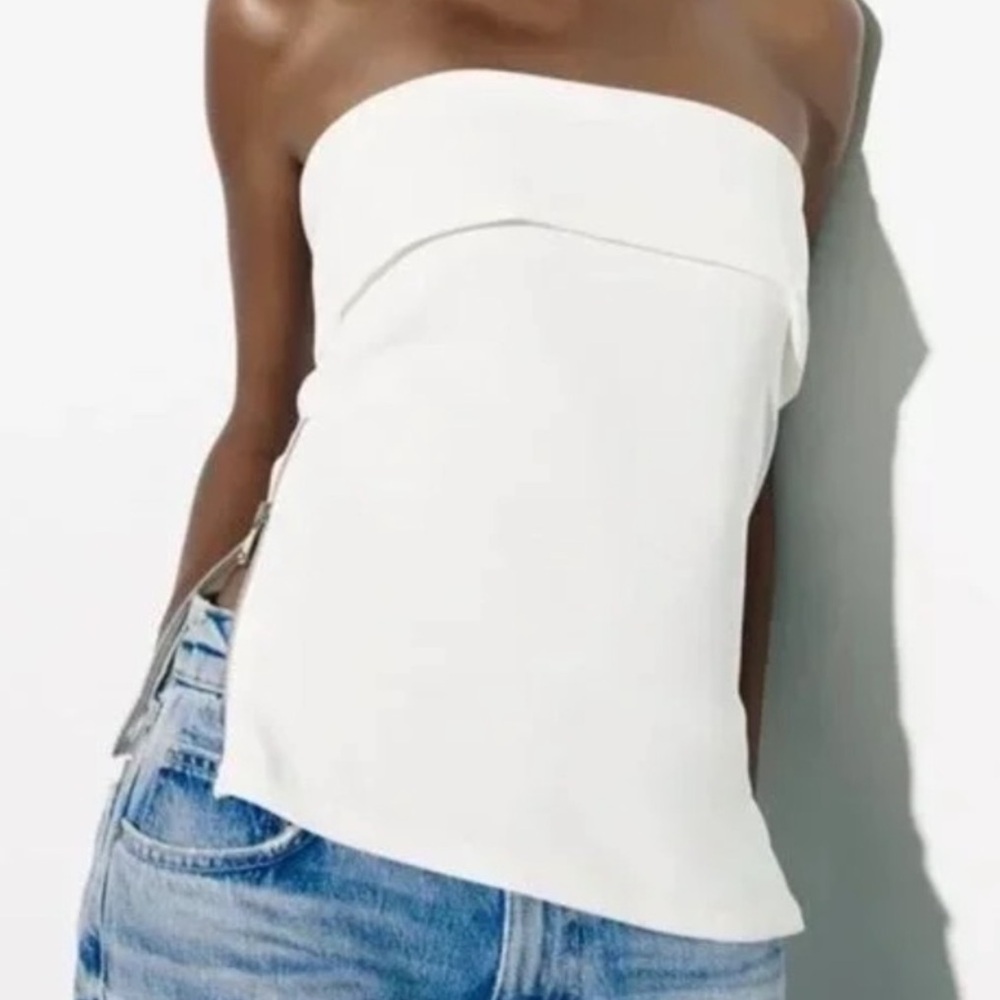 Zara Strapless Top with Zipper Detailing